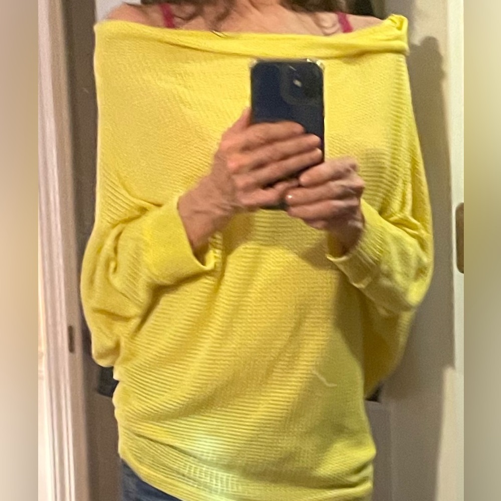Yellow Off Shoulder Lightweight Sweater